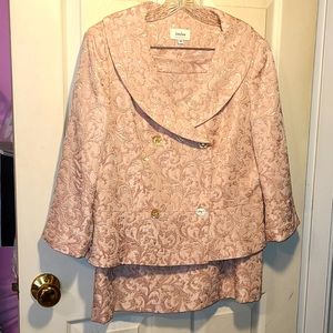 Neiman Marcus 2 piece skirt suit jacket light pink gold thread brocade 14